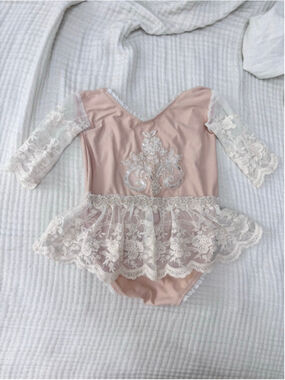 Baby Unbranded Pink & Cream Lace Ballet core Bodysuit One Size
